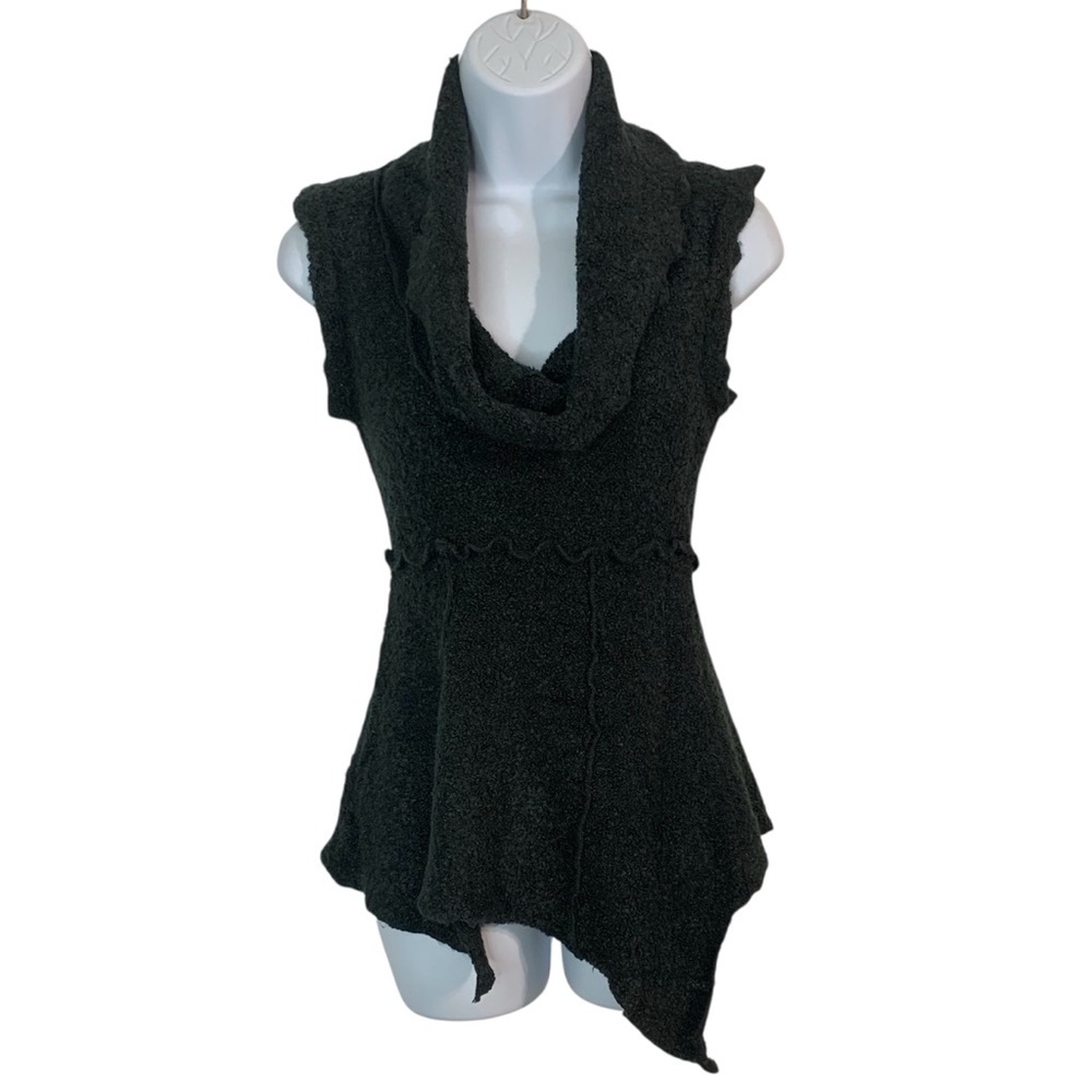 CHAUDRY KC Cowl Neck Wool Blend Sleeveless Sweater Sz M